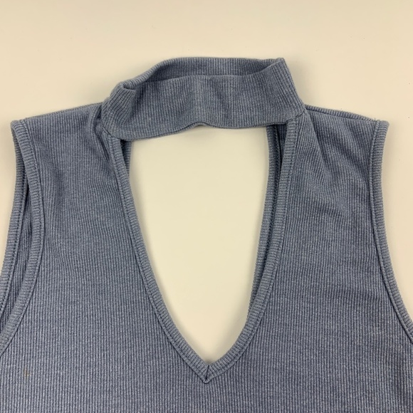 Green Envelope Tank Top Womens Small High Neck Cut Out Back Front - Picture 3 of 7